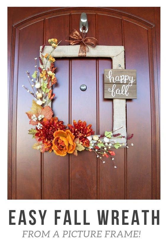 Easy DIY Fall Wreath from a Picture Frame - Aubree Originals -   20 thanksgiving crafts diy home decor ideas