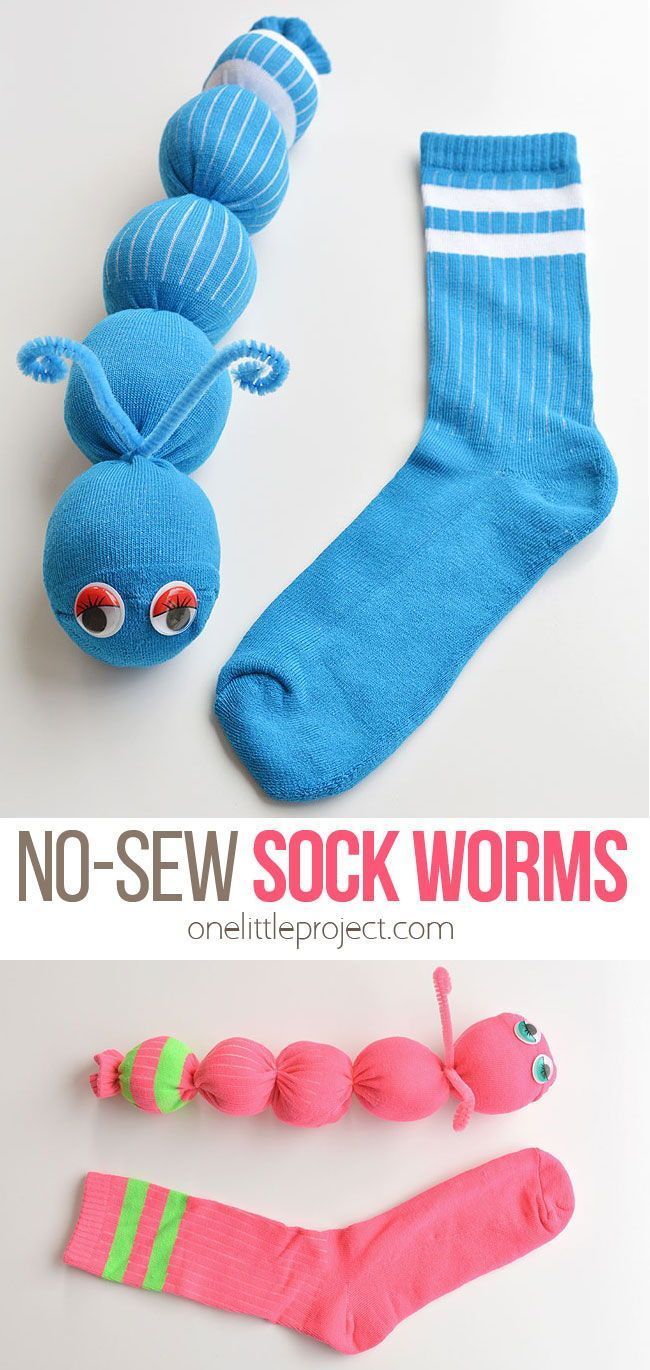 How to Make No-Sew Sock Worms | Easy Sock Worm Craft for Kids -   23 fabric crafts for kids to make ideas