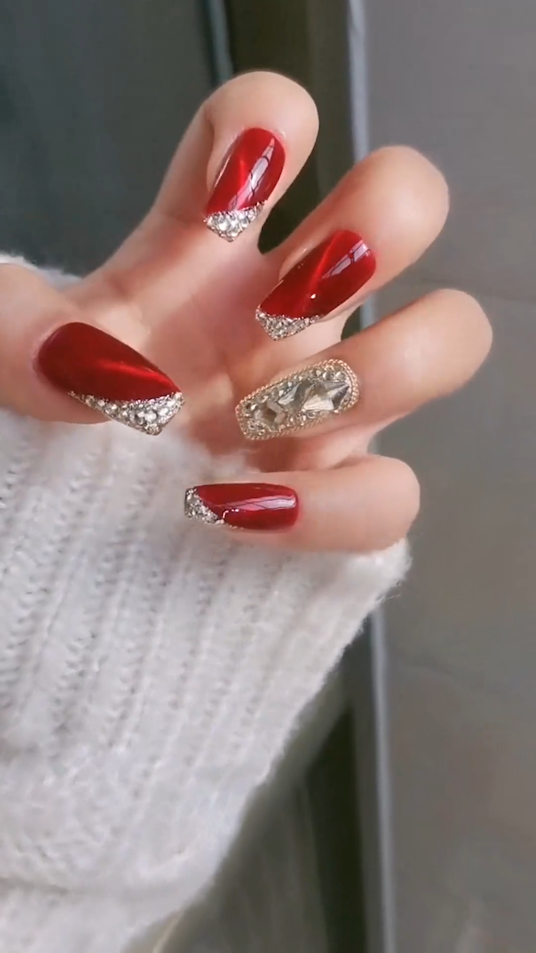 RED & GLITTER NAIL DESIGN  -   15 christmas nails acrylic coffin simple ideas