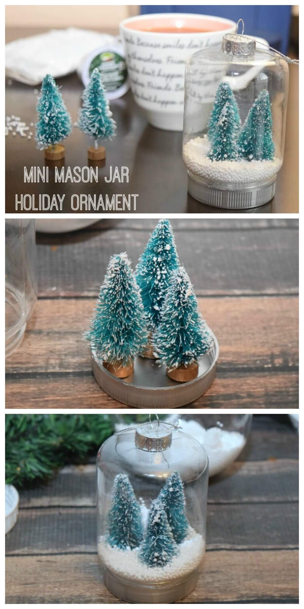 Mini Mason Jar Snow Globe Ornaments -   15 diy christmas decorations dollar store for kids ideas
