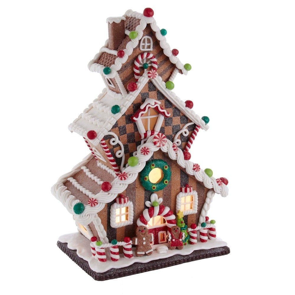 Kurt Adler 10-Inch Gingerbread Santa Village Stores with LED Lights (Multi), Multicolor -   17 gingerbread house template measurements ideas