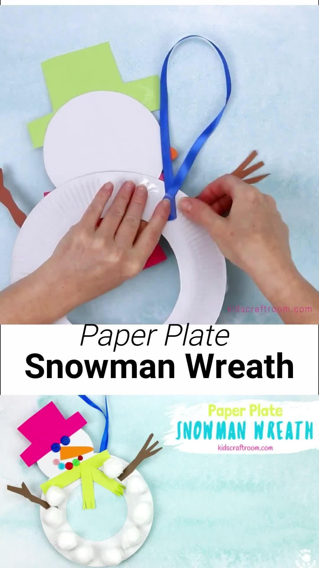Paper Plate Snowman Wreath -   18 christmas crafts for kids preschool ideas