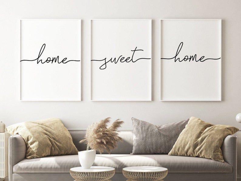 home sweet home print wall art set of 3,wall decor living room modern,Scandinavian minimalist,gallery wall printable,hallway print download -   18 diy projects to try home decor wall art ideas