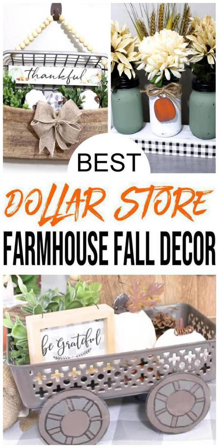 Farmhouse Fall Decor – DIY Dollar Store Farmhouse Decoration Ideas & Hacks – Fall Home Decor On A Budget -   18 thanksgiving decorations for home dollar stores ideas