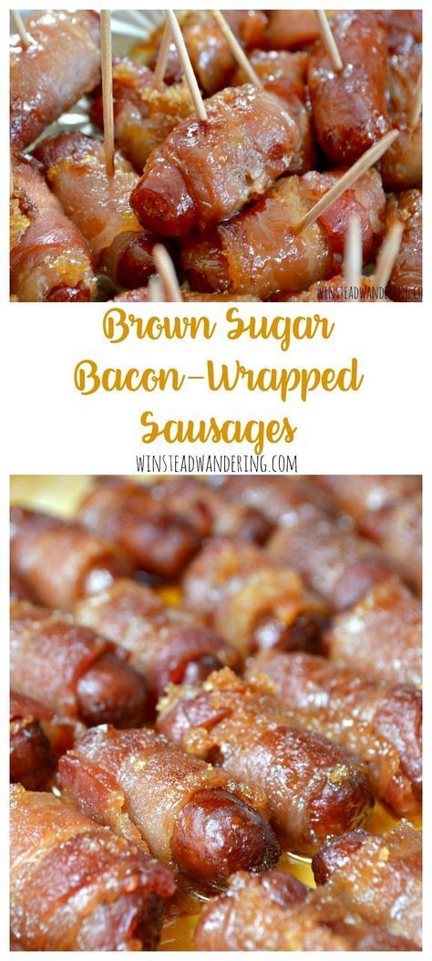 Brown Sugar Bacon-Wrapped Sausages -   18 xmas food appetizers snacks ideas