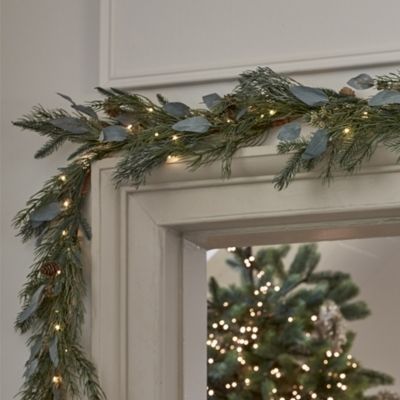 Pre-Lit Frosted Pinecone Garland – 1.8m  | Wreaths & Garlands | The White Company -   19 christmas decor wreaths & garlands ideas