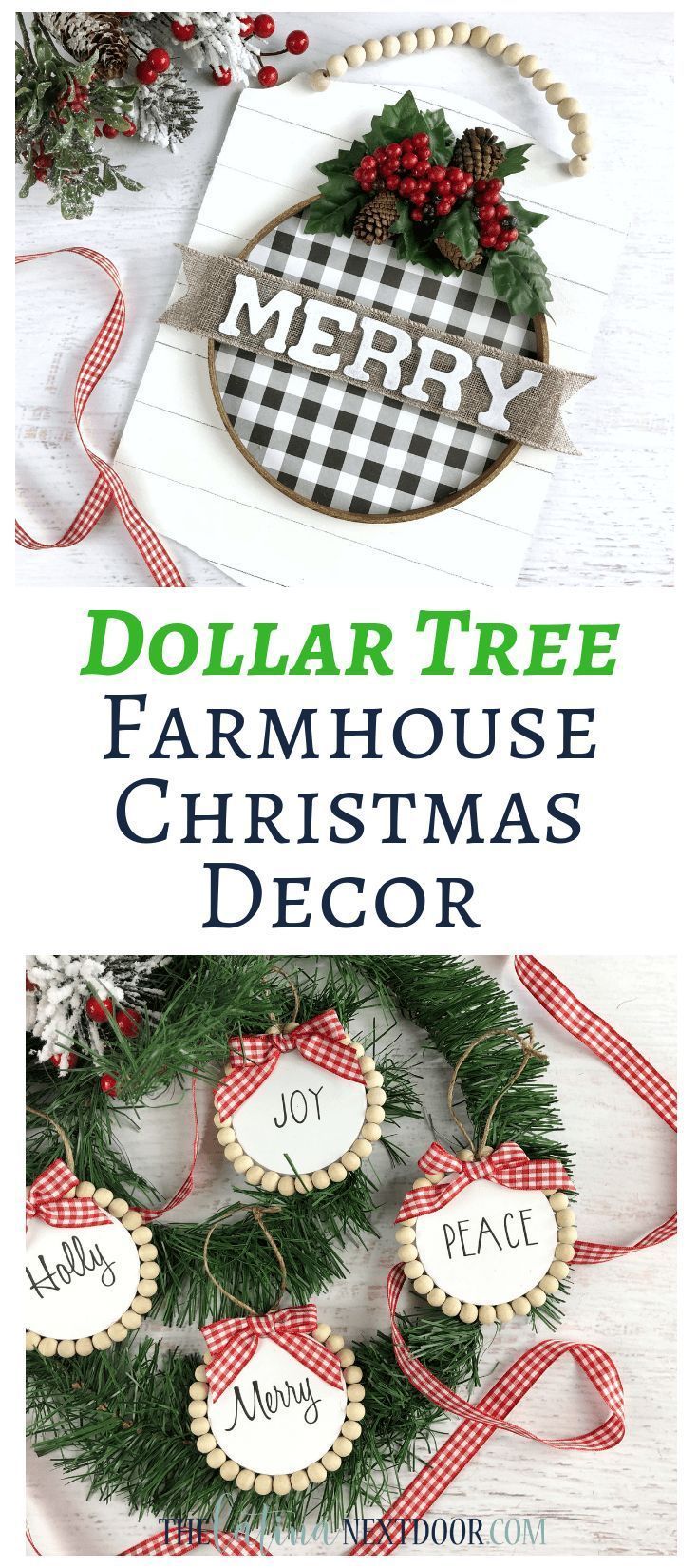 Dollar Tree Farmhouse Christmas Ornaments - The Latina Next Door -   19 farmhouse christmas tree decorations diy ideas