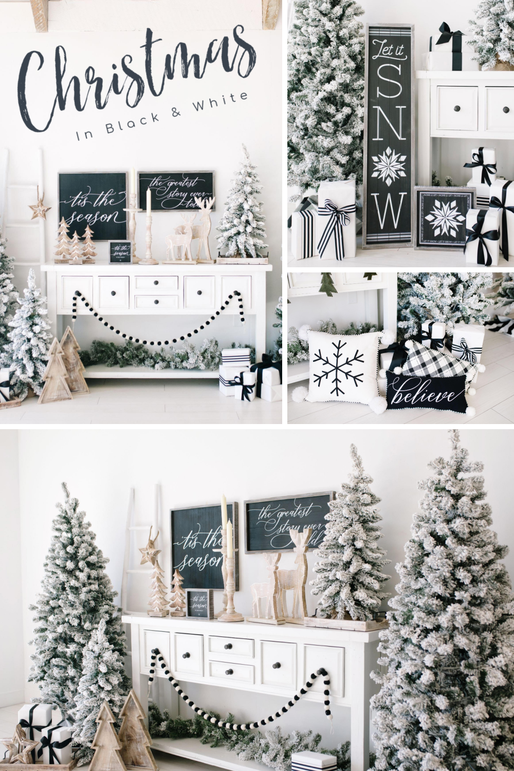 Transitional Black & White Home Decor For Christmas and Winter -   19 farmhouse christmas tree decorations diy ideas