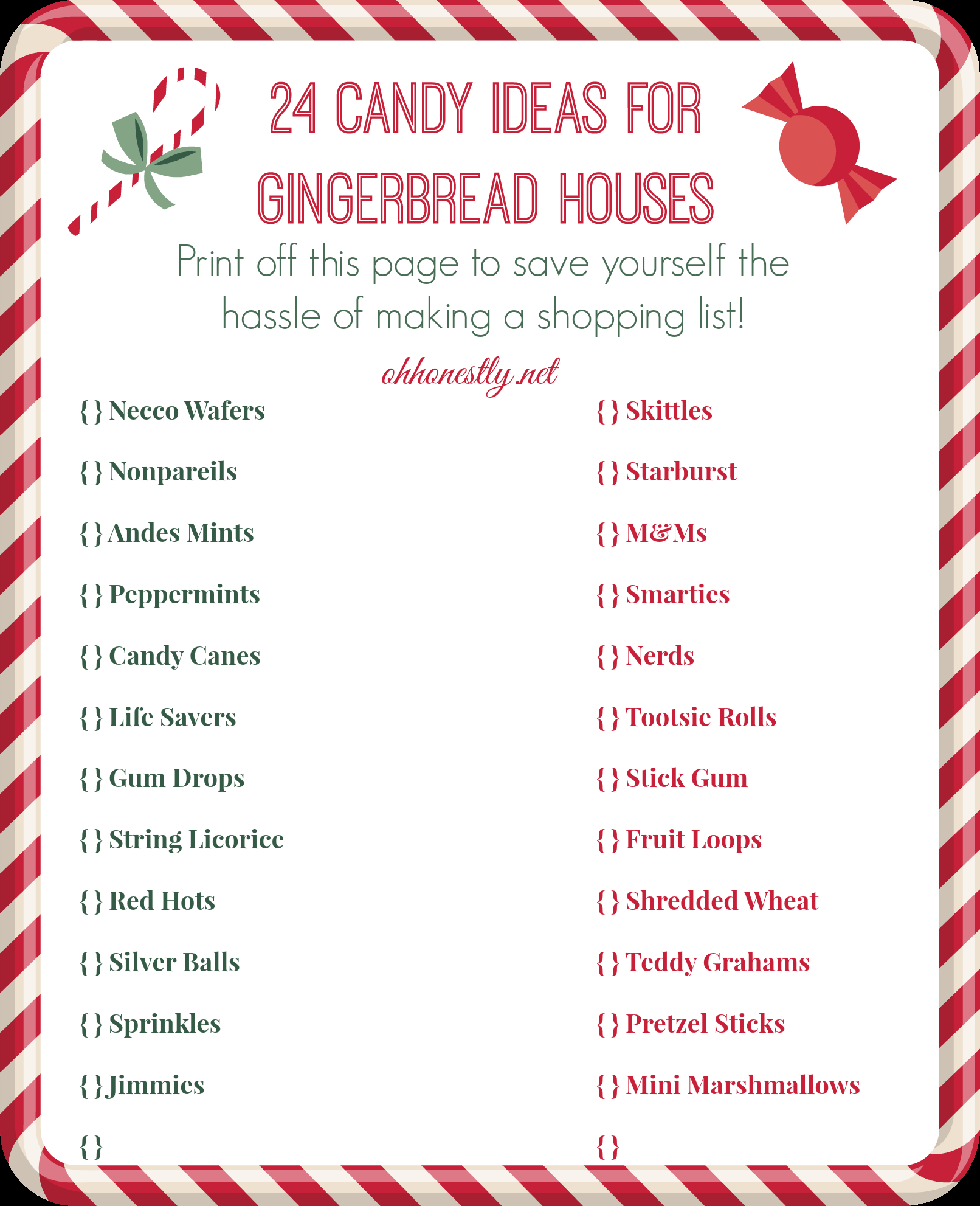 How to Decorate a Gingerbread House plus free printable checklist -   19 gingerbread house candy list kids ideas