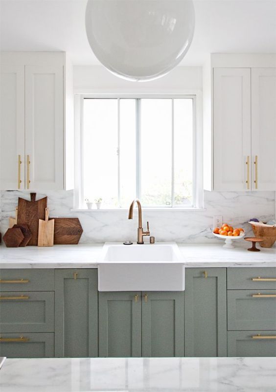 Two-Toned Kitchen Cabinets - The Enchanting Life -   19 sage green kitchen cabinets two tone ideas