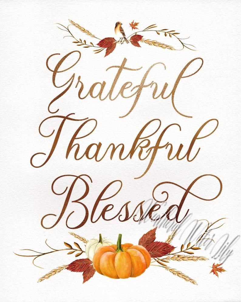 Grateful, Thankful, Blessed Thanksgiving Print, Fall Art, Fall Decor, Thanksgiving Decorations -   19 thanksgiving wallpaper ideas