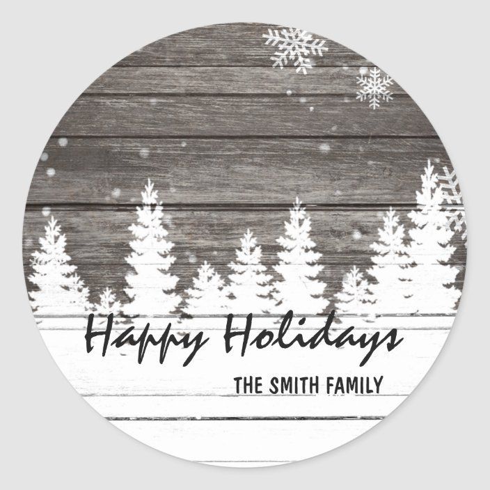 Winter snow brown wood Christmas Holiday Classic Round Sticker -   20 diy christmas decorations for outside wood ideas