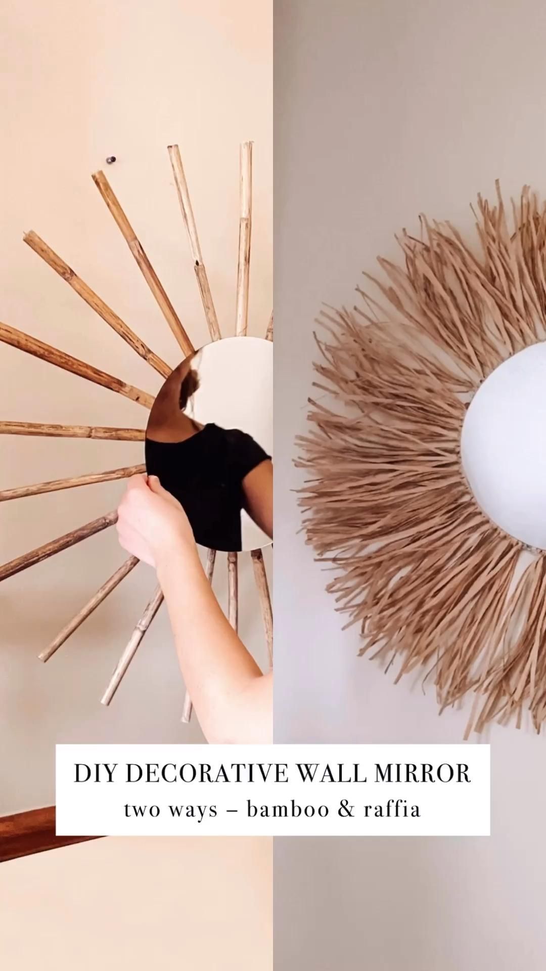 DIY Decorative Wall Mirror 2 Ways | Bamboo & Raffia -   22 room decor diy videos ideas