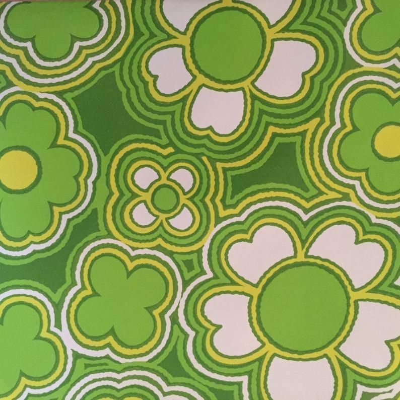 1970s Daisy A Day Retro Green Floral Wallpaper - Vintage sixties Original -   24 sage green aesthetic wallpaper laptop ideas