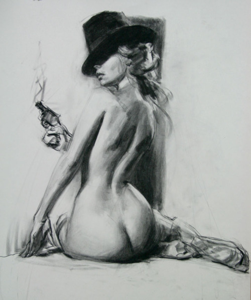 Original pencil drawing, female nude, model, ukrainian drawing