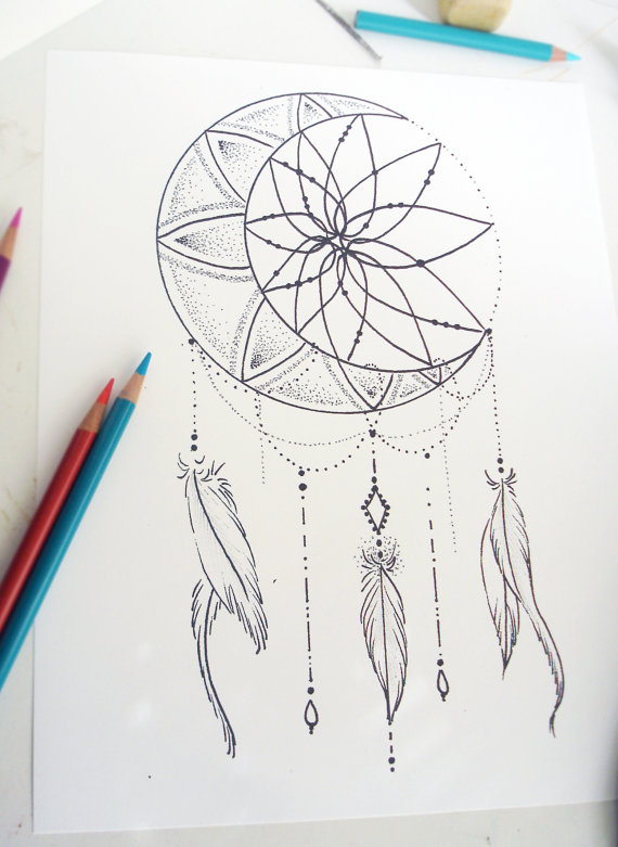 Tattoo Design Moon Dream Catcher By RobinElizabethArt