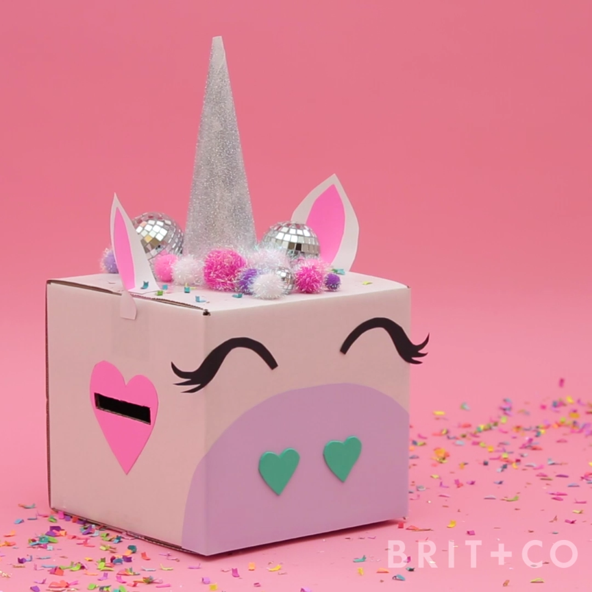 diy unicorn valentine box with free printable